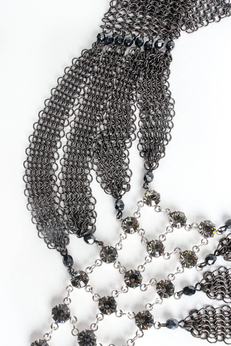 Vintage Anthony Ferrara Swarovski Crystal Lattice Mesh Collar Necklace detail at Recess Los Angeles