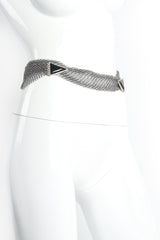 Vintage Anthony Ferrara Metal Mesh Crossover Glass Buckle Belt on Mannequin Side at Recess LA