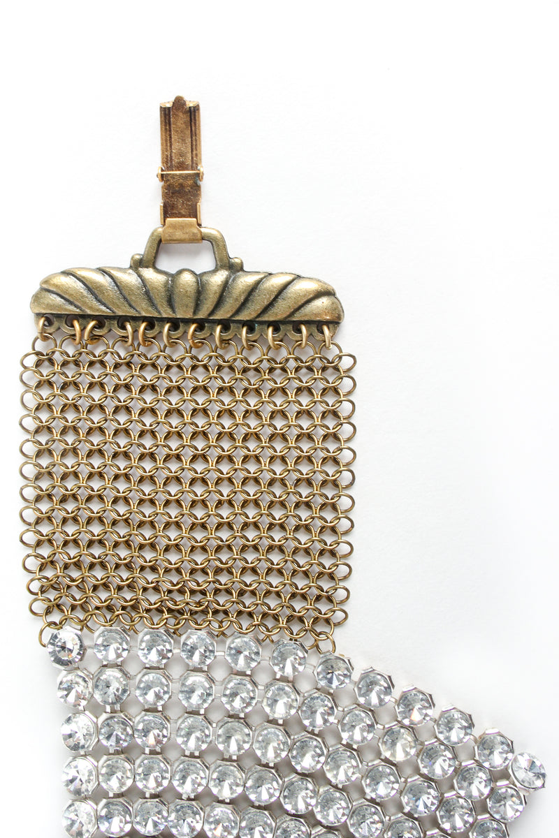 Vintage Anthony Ferrara Ring Mesh Swarovski Bracelet Closeup at Recess Los Angeles