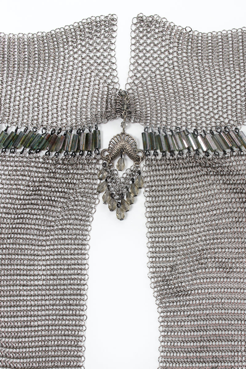 Vintage Anthony Ferrara Pewter Mesh High Neck Keyhole Halter charm detail at Recess LA