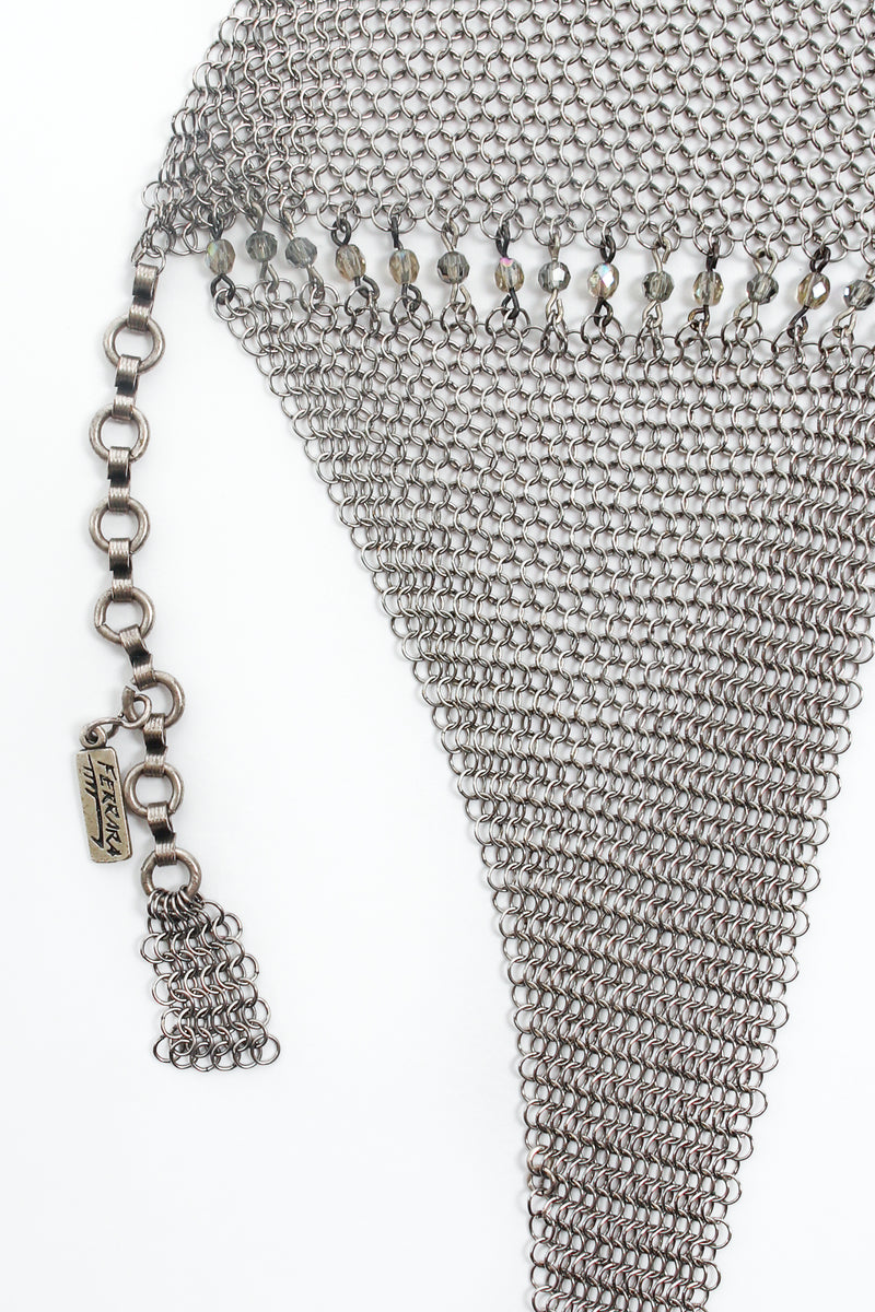 Vintage Anthony Ferrara Pewter Mesh High Neck Keyhole Halter signature charm at Recess LA