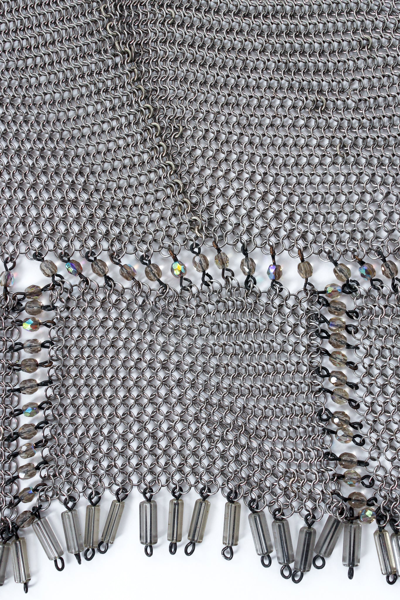 Vintage Anthony Ferrara Pewter Mesh Cropped Halter Bralette Top detail at Recess LA