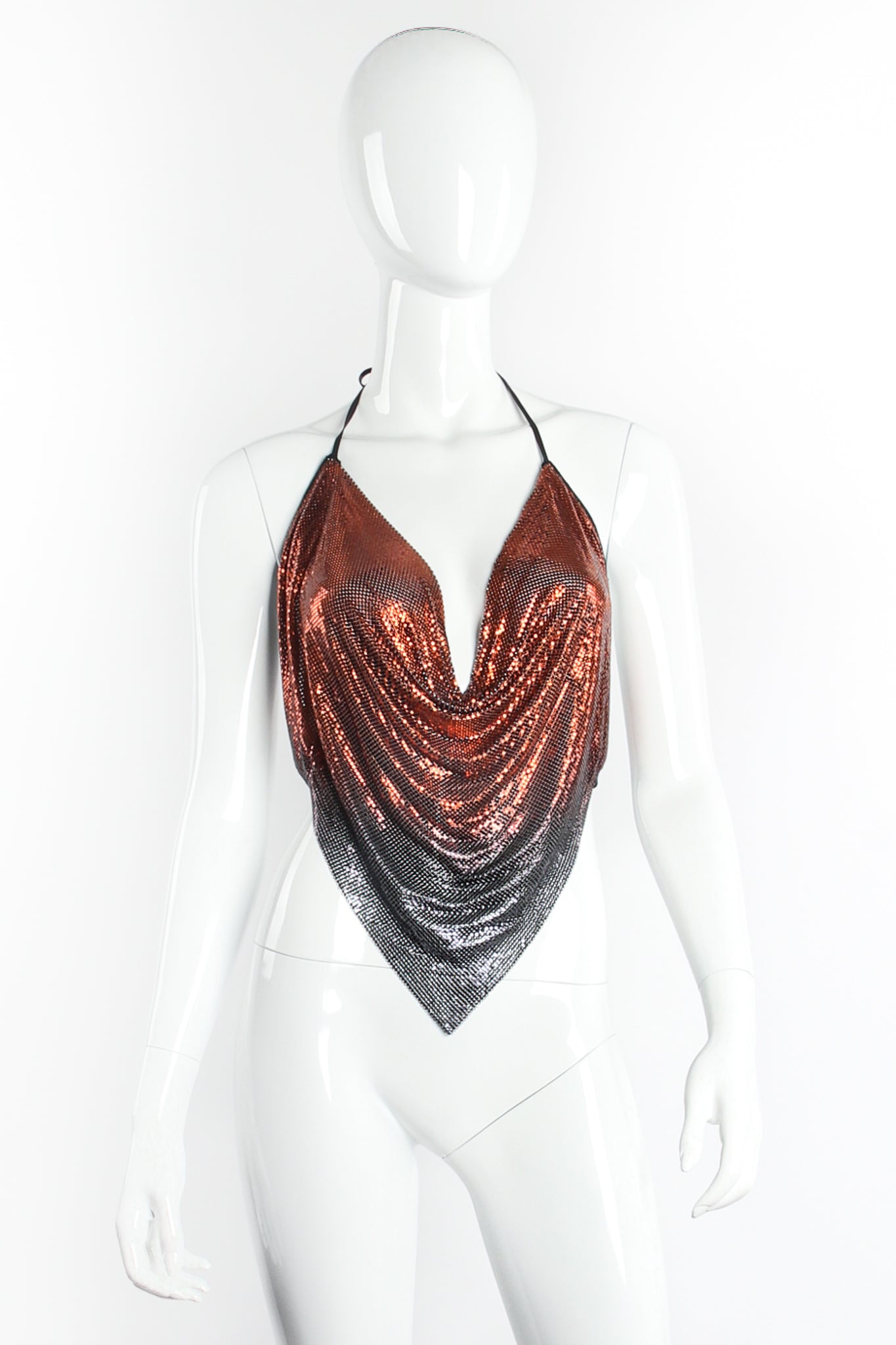 Vintage Anthony Ferrara Element Ombré Pointed Metal Mesh Halter on Mannequin front at Recess LA