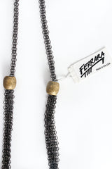 Vintage Anthony Ferrara Brutalist Plated Brass Mesh Micro Phone Bag hangtag & sliders @ Recess LA