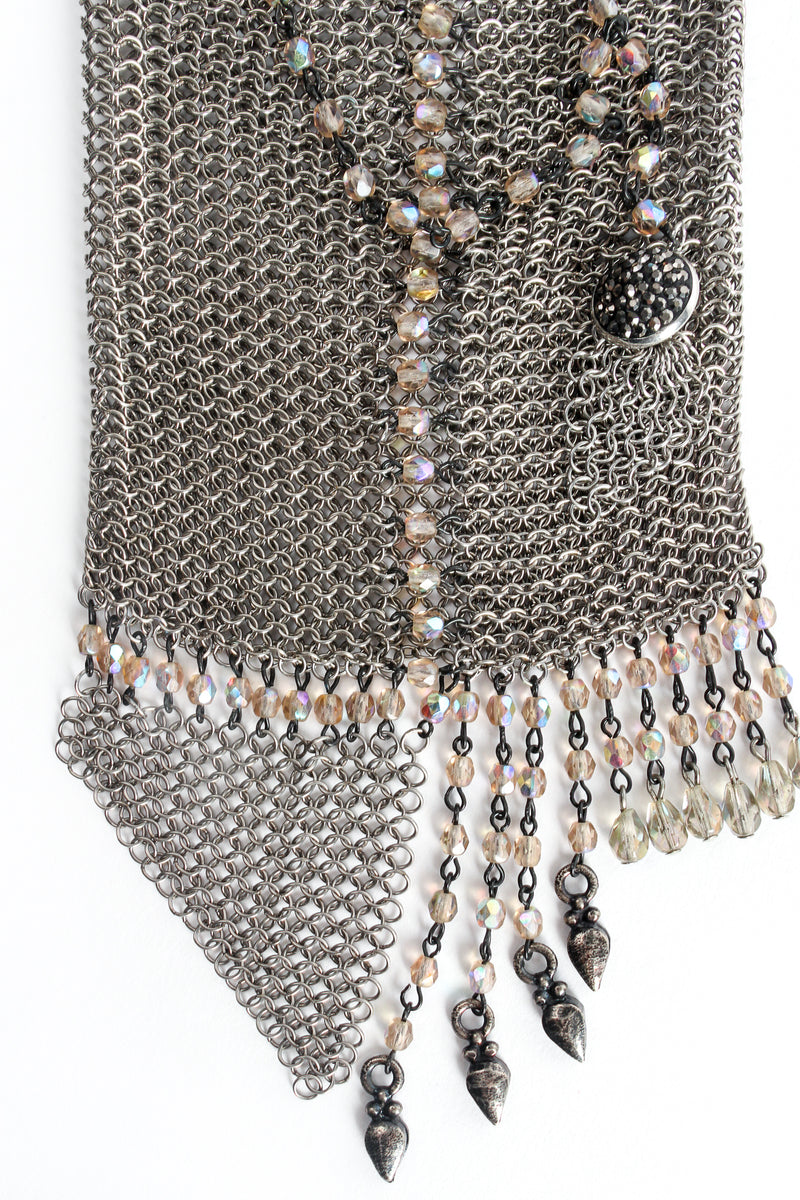 Vintage Anthony Ferrara Brutalist Pewter Ring Mesh Micro Phone Bag detail at Recess Los Angeles