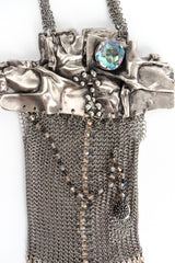 Vintage Anthony Ferrara Brutalist Pewter Ring Mesh Micro Phone Bag detail at Recess Los Angeles