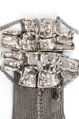 Vintage Anthony Ferrara Brutalist Pewter Ring Mesh Micro Phone Bag plates at Recess Los Angeles