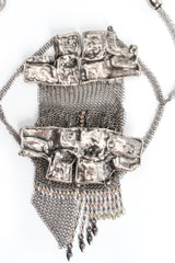 Vintage Anthony Ferrara Brutalist Pewter Ring Mesh Micro Phone Bag opening at Recess Los Angeles