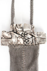 Vintage Anthony Ferrara Brutalist Pewter Ring Mesh Micro Phone Bag backside at Recess Los Angeles