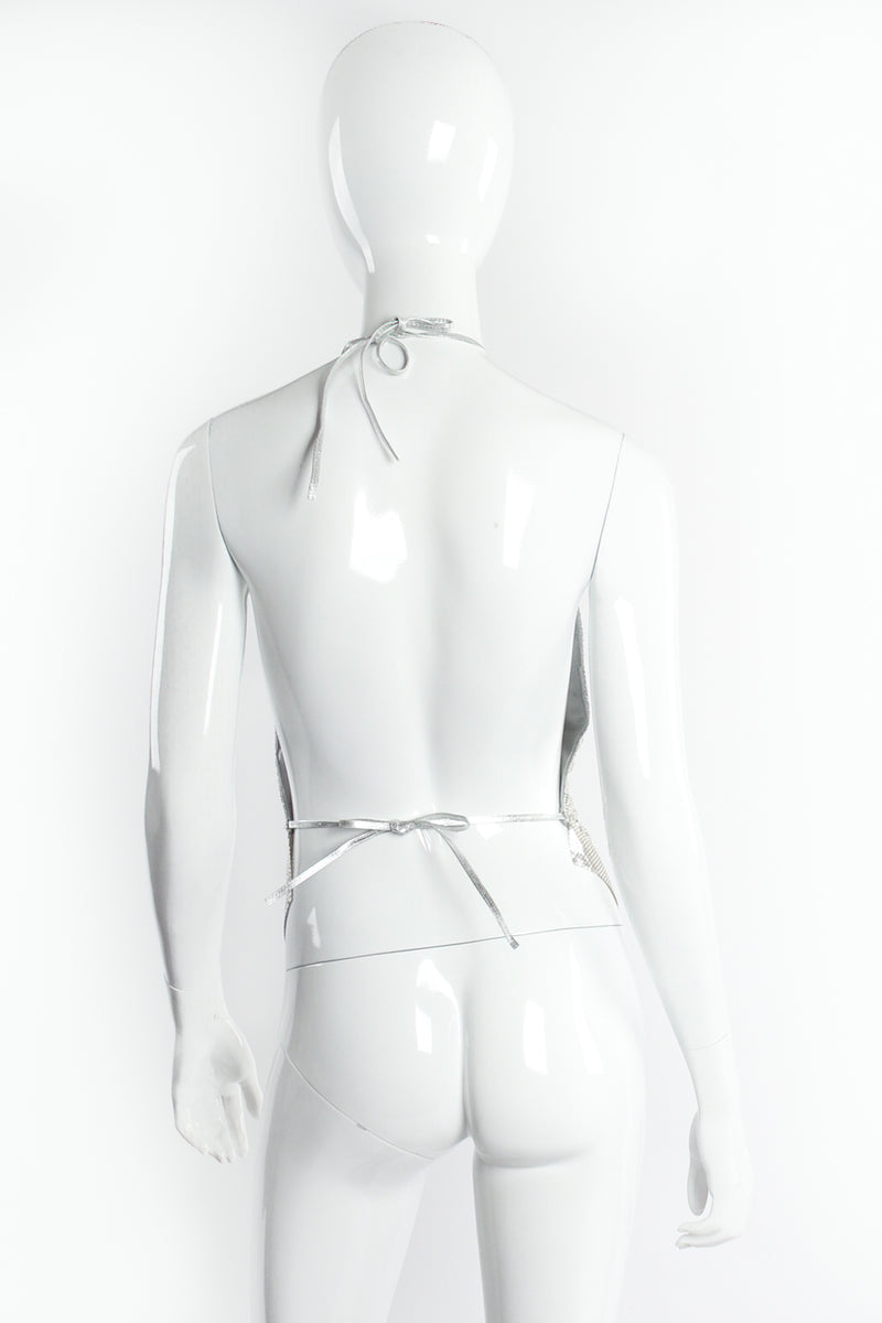 Vintage Anthony Ferrara Gathered Silver Plated Metal Mesh Halter on Mannequin back @ Recess LA