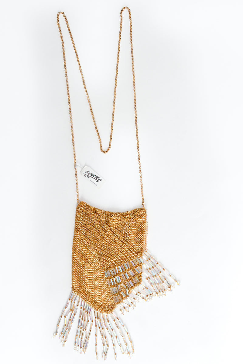 Vintage Anthony Ferrara Gold Plated Mesh Asymmetrical Bead Fringe Bag at Recess Los Angeles