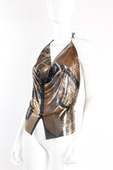 Vintage Anthony Ferrara Metallic Collage Square Metal Mesh Halter on mannequin angle at Recess LA