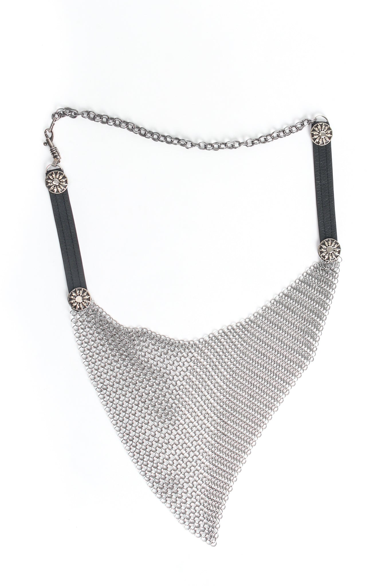 Vintage Anthony Ferrara Pewter Ring Mesh Leather Hip Flap Belt at Recess Los Angeles