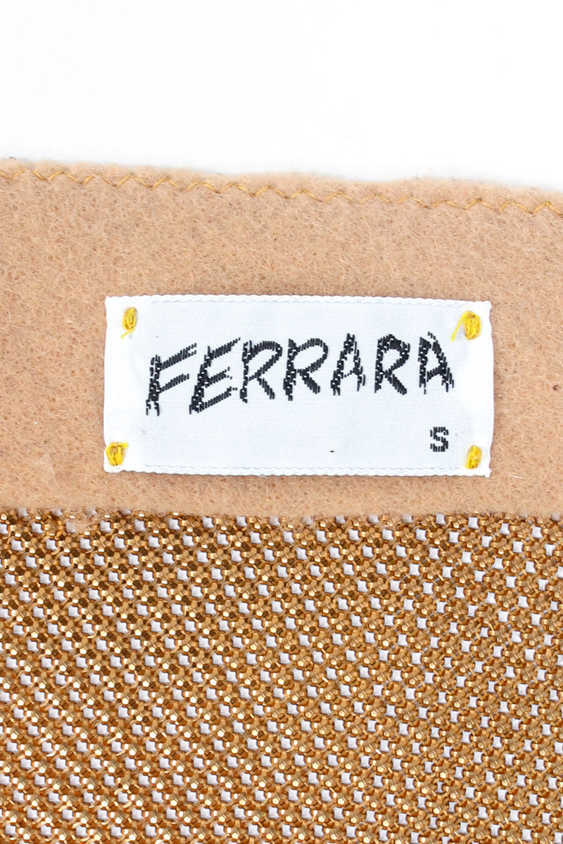 Vintage Anthony Ferrara  Gold Metal Mesh Halter Top Label  at Recess Los Angeles