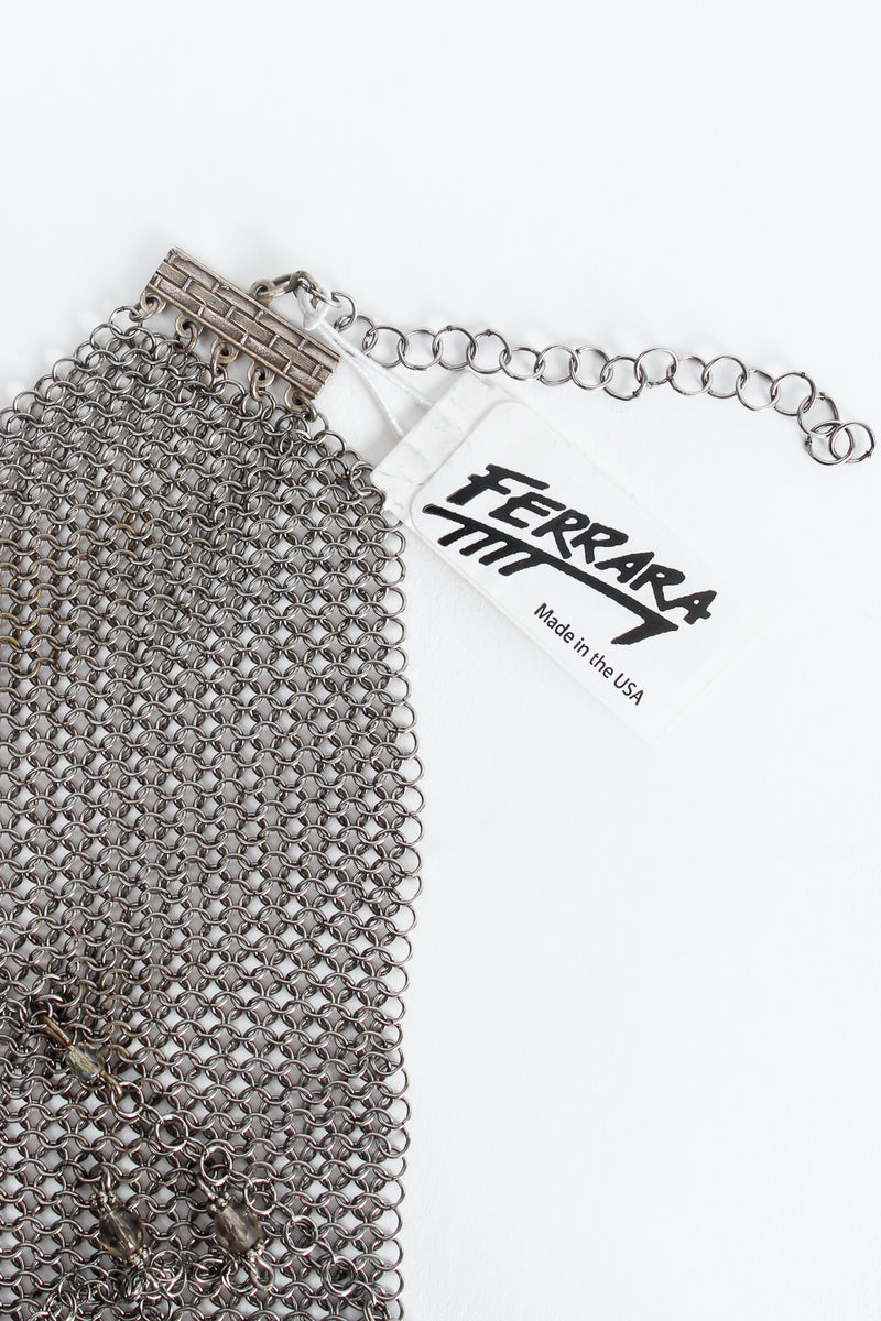 Vintage Anthony Ferrara Pewter Ring Mesh Waterfall Charm Bead Bib Necklace Hang Tag at Recess LA