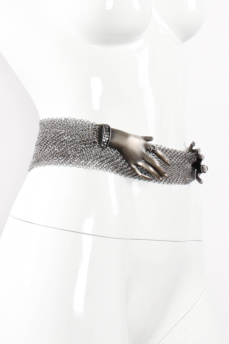 Anthony Ferrara Hand Buckle Ring Mesh Belt on mannequin angle at Recess Los Angeles