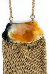 Vintage Anthony Ferrara Horn Plate Antiqued Gold Ring Mesh Micro Bag horn detailo at Recess LA