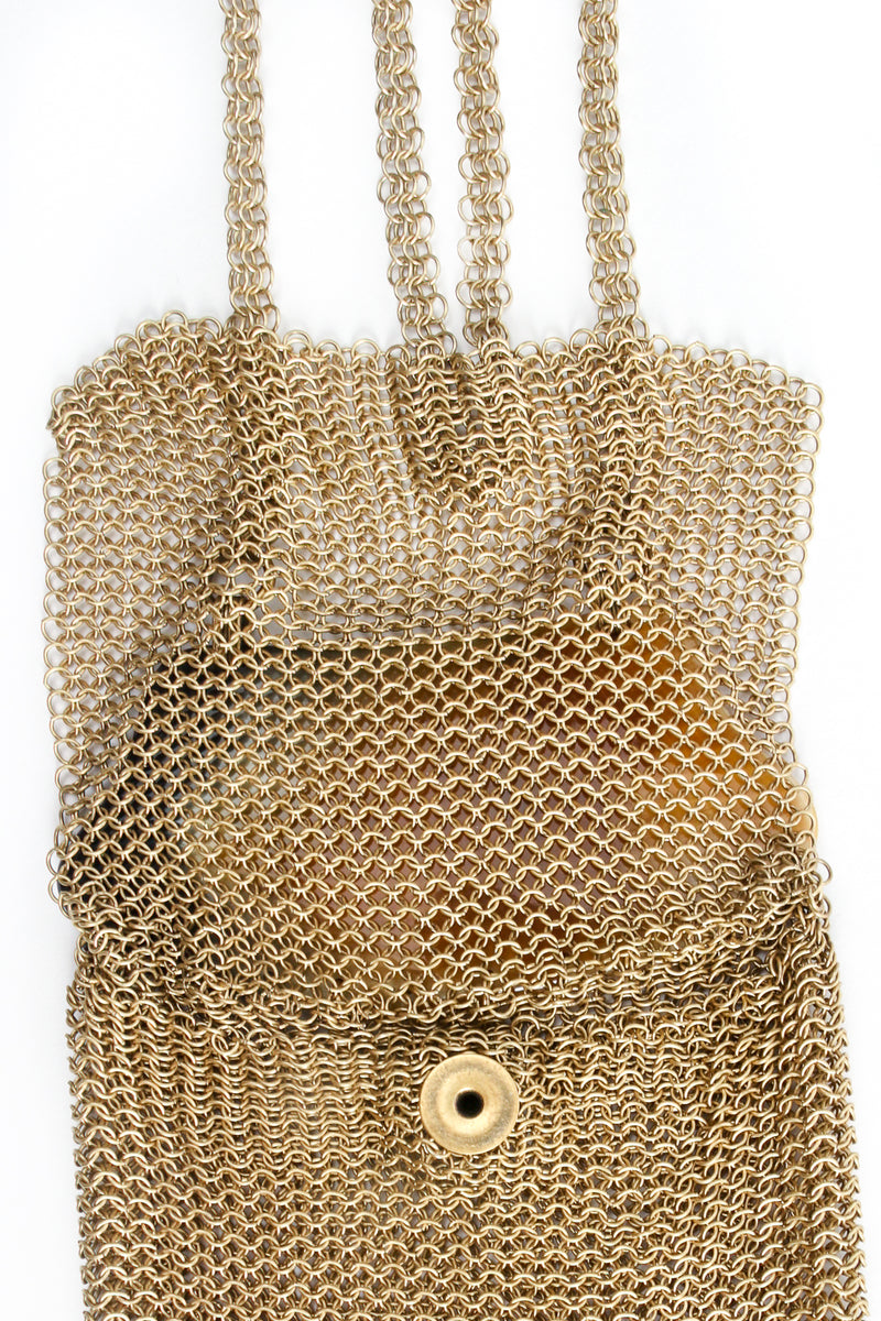 Vintage Anthony Ferrara Horn Plate Antiqued Gold Ring Mesh Micro Bag under flap at Recess LA