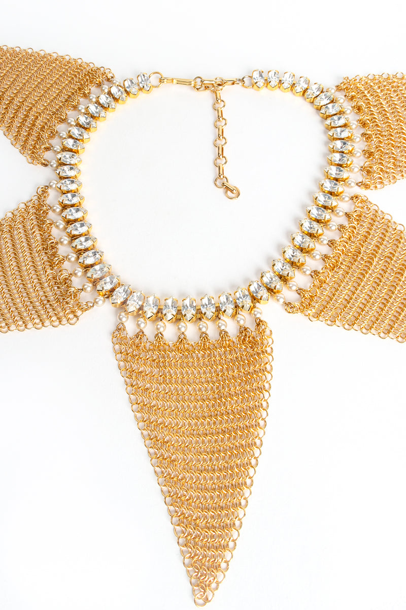 Vintage Anthony Ferrara Ring Mesh Triangle Swarovski Pearl Trim Collar Detail at Recess LA