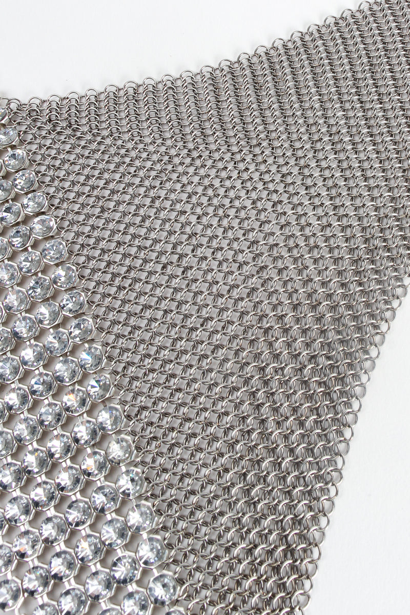 Vintage Anthony Ferrara Pewter Ring Mesh Swarovski Triangle Bib Necklace Detail at Recess LA