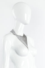 Vintage Anthony Ferrara Pewter Ring Mesh Swarovski Triangle Bib Necklace on Mannequin at Recess LA