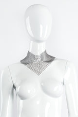 Vintage Anthony Ferrara Pewter Ring Mesh Swarovski Arrowhead Bib Necklace on Mannequin at Recess LA