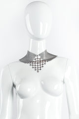 Vintage Anthony Ferrara Swarovski Pewter Mesh Pointed Mock Collar on Mannequin at Recess LA