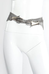 Vintage Anthony Ferrara Ring Metal Mesh Crossover Hand Buckle Belt on Mannequin at Recess LA