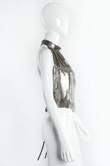 Vintage Anthony Ferrara High Mock Neck Metal Mesh Halter on mannequin side at Recess Los Angeles