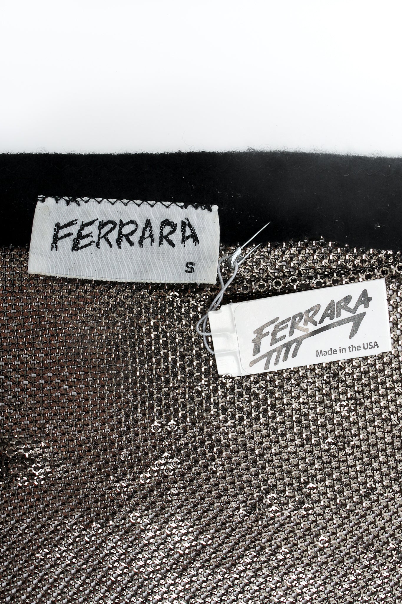 Vintage Anthony Ferrara High Mock Neck Metal Mesh Halter label hangtag at Recess Los Angeles