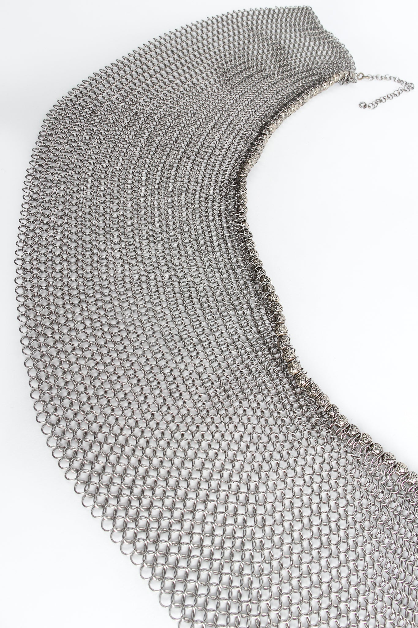 Vintage Anthony Ferrara Pewter Ring Mesh Collar Necklace at Recess Los Angeles