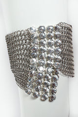 Vintage Anthony Ferrara Pewter Ring Mesh Swarovski Bracelet crystal detail at Recess Los Angeles