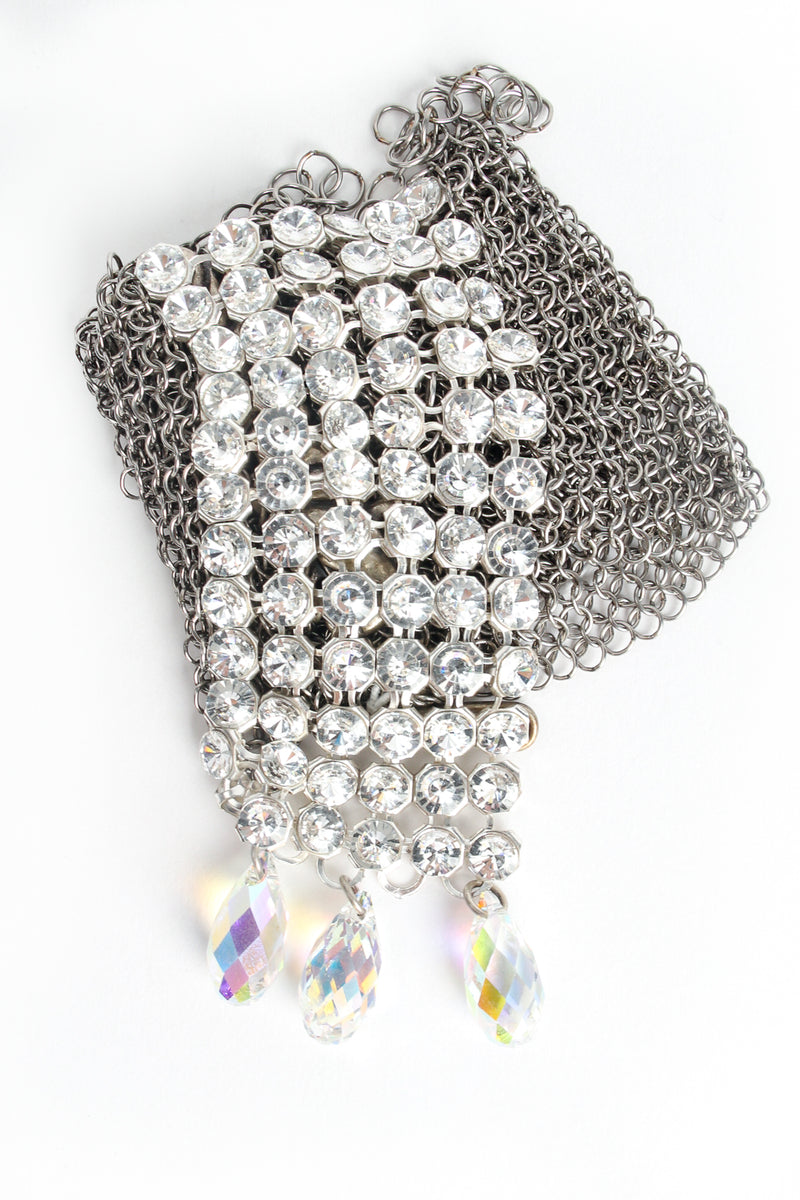 Vintage Anthony Ferrara Swarovski Point Drop Pewter Mesh Choker detail at Recess Los Angeles