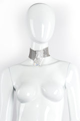 Vintage Anthony Ferrara Swarovski Point Drop Pewter Mesh Choker on Mannequin at Recess Los Angeles