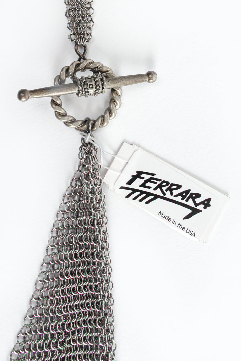 Vintage Anthony Ferrara Pewter Ring Mesh Slouch Sling Hobo Bag hangtag at Recess Los Angeles