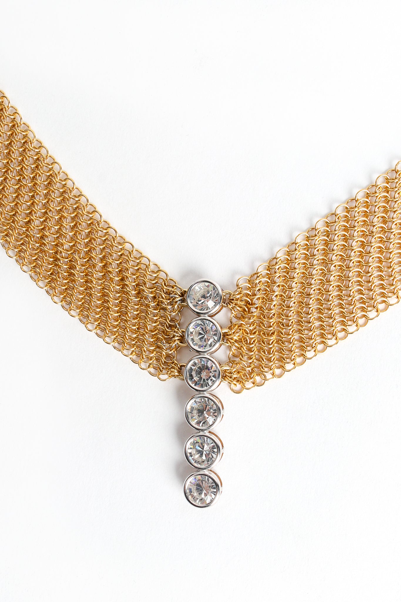 Vintage Anthony Ferrara Ring Mesh Swarovski Bar Choker Detail at Recess LA