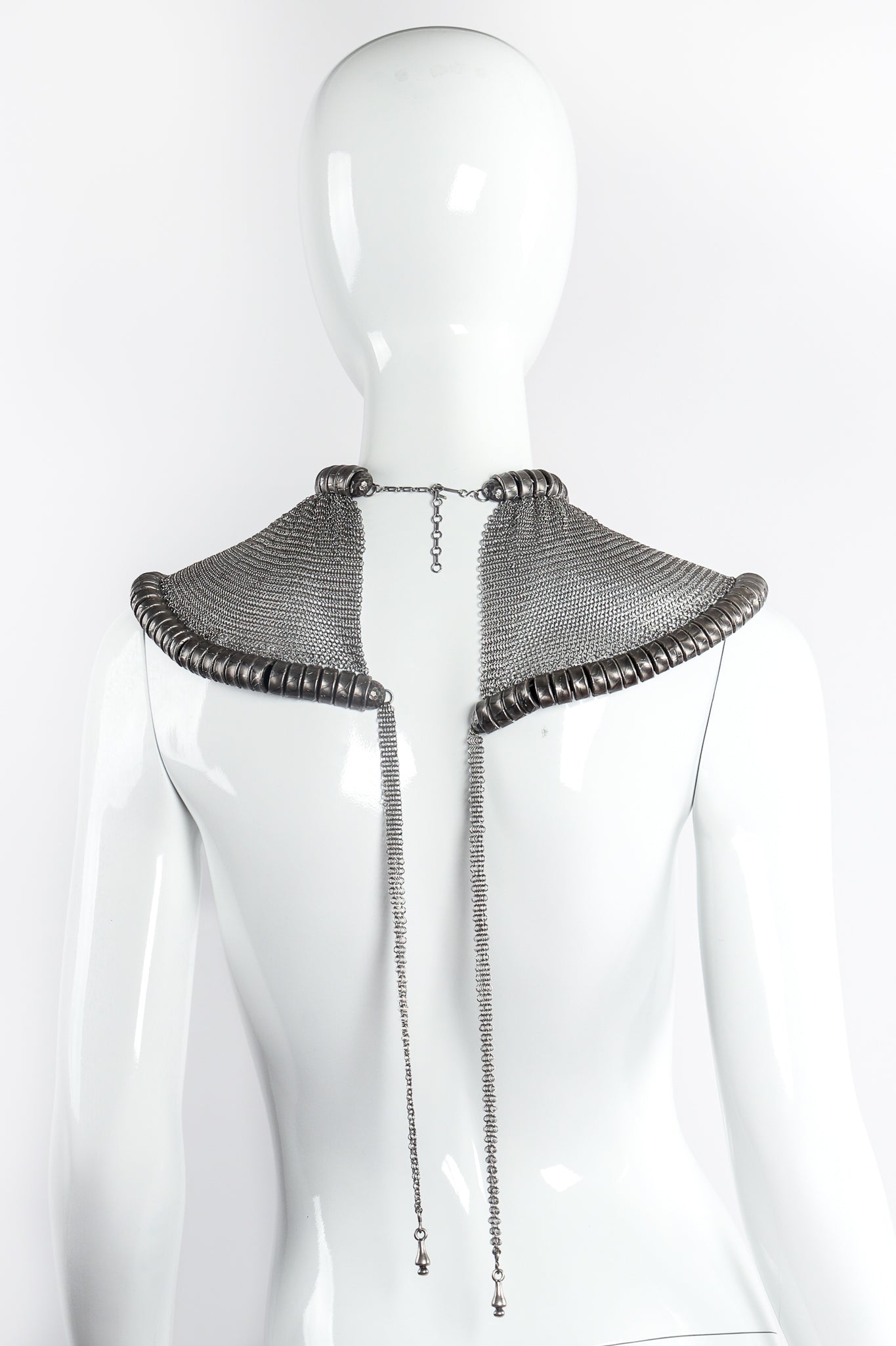 Vintage Anthony Ferrara Cleopatra Ring Mesh Yoke Collar Necklace on mannequin back at Recess LA