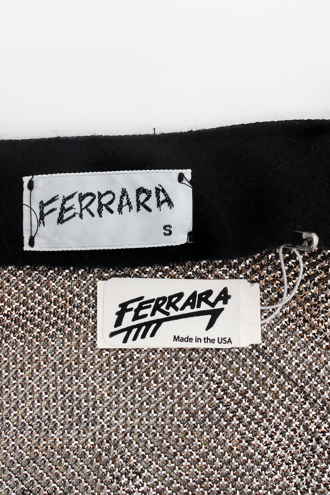 Vintage Anthony Ferrara Snake Print Metal Mesh Halter Top Tag and Label at Recess Los Angeles