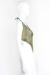 Vintage Anthony Ferrara Snake Print Metal Mesh Halter Top on Mannequin Side at Recess Los Angeles