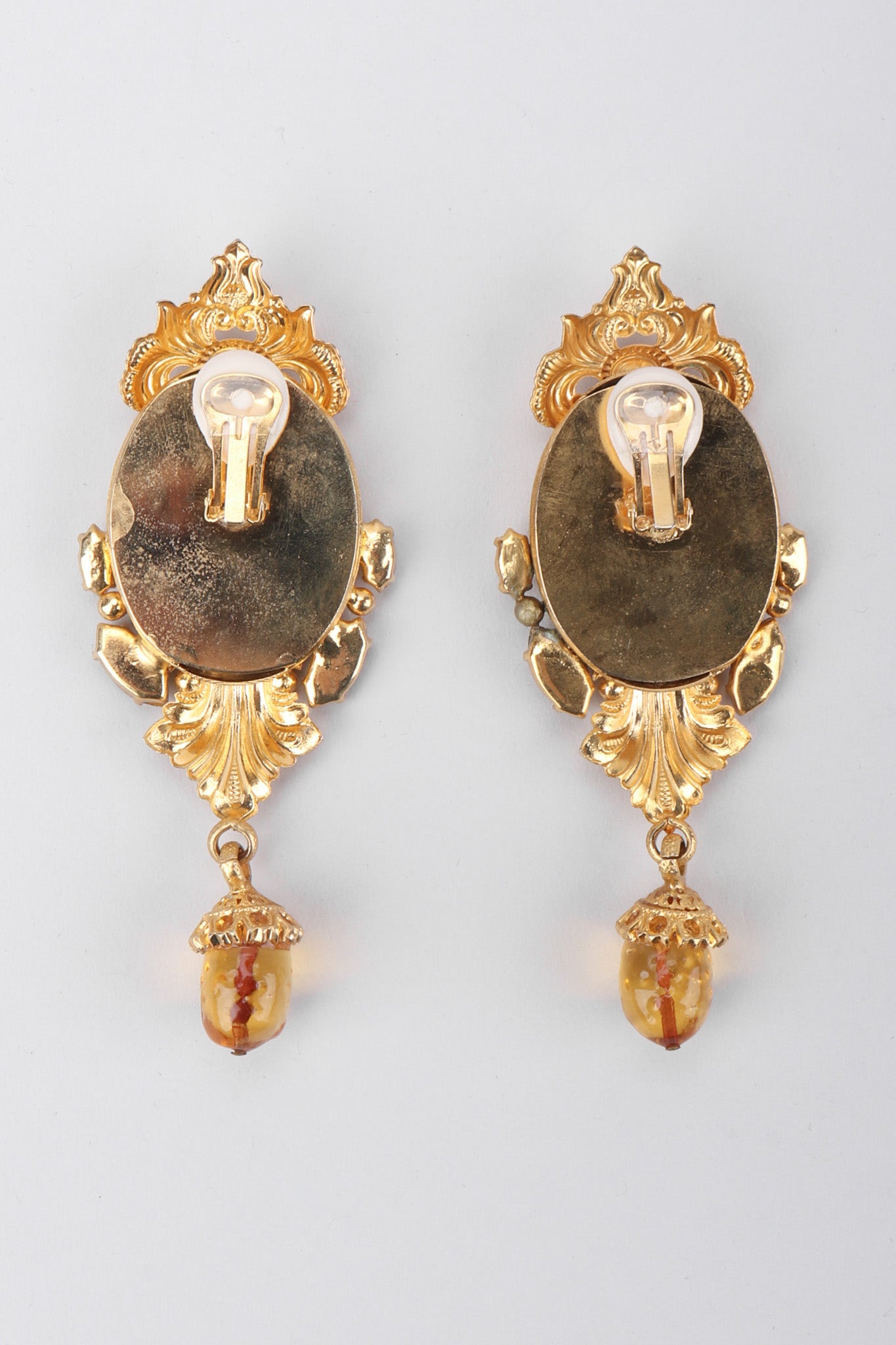 Recess Los Angeles Vintage Gianfranco Ferre Baroque Relief Portrait Cameo Frame Drop Earrings