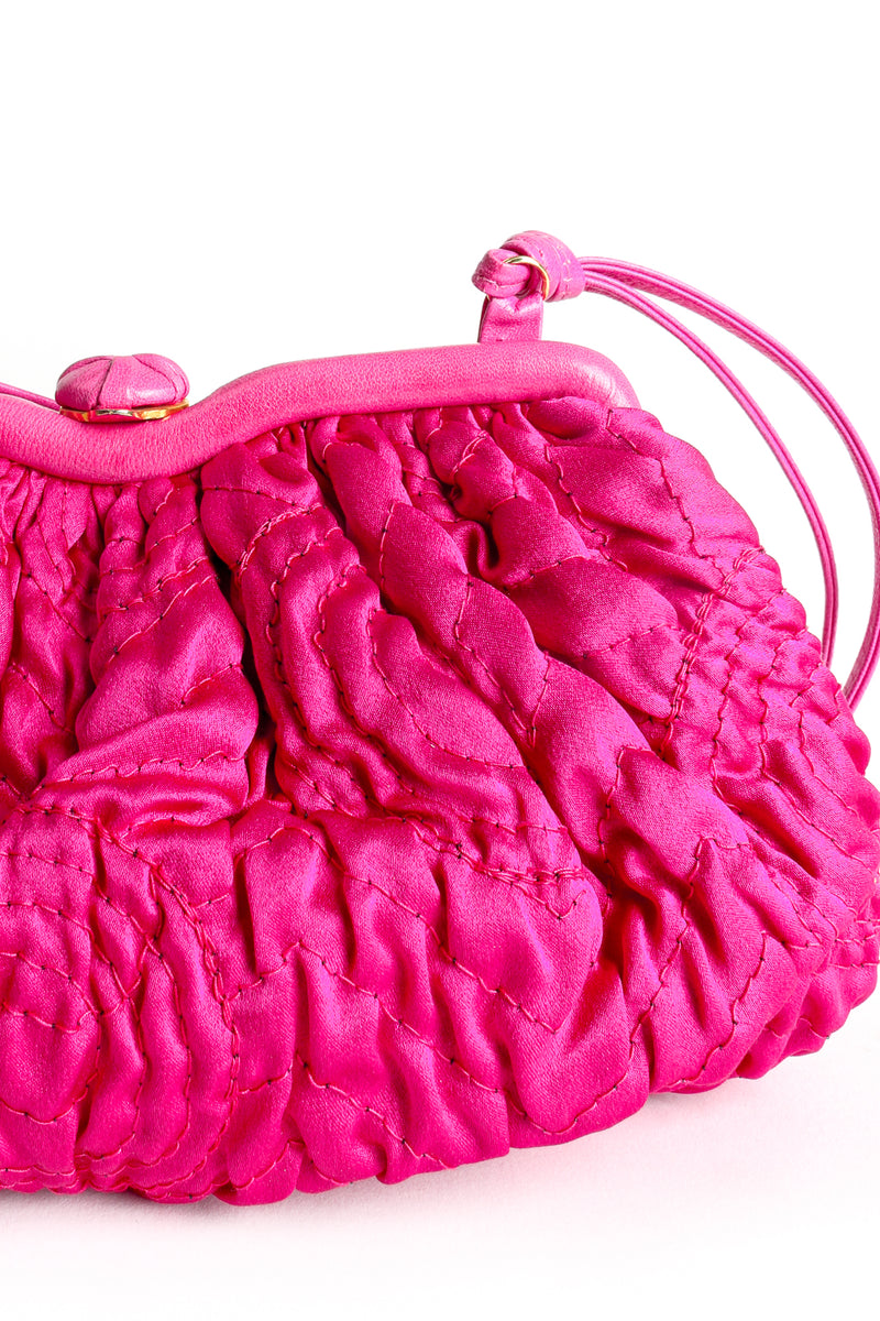 Vintage Frances Patiky Stein Ruched Satin Shoulder Bag detail at Recess Los Angeles