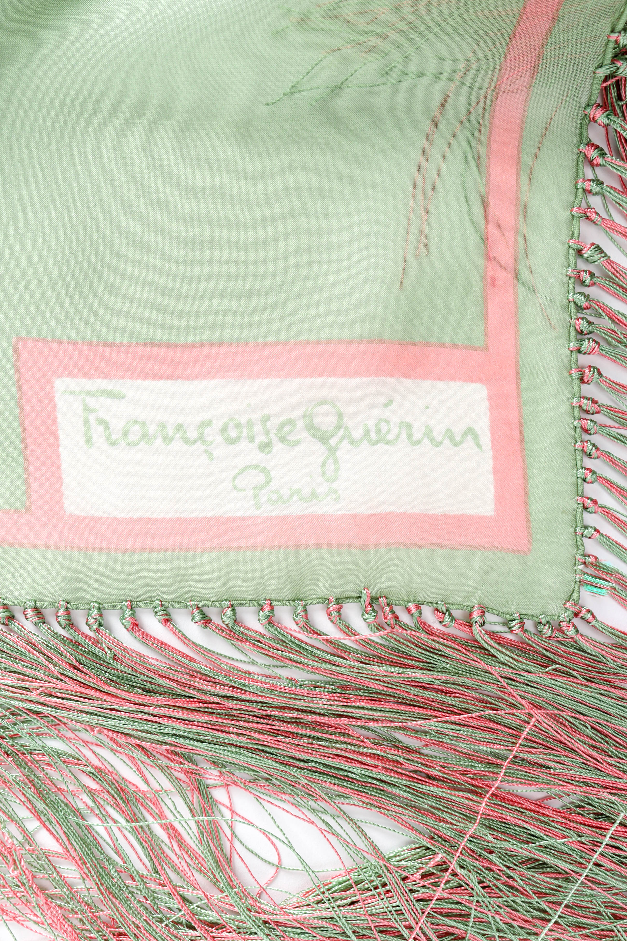 Vintage Francois Guerin Airy Floral Fringe Shawl signature/label @ Recess LA