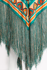 Vintage Francois Guerin Tropical Floral Print Silk Fringe Scarf Shawl Detail at Recess