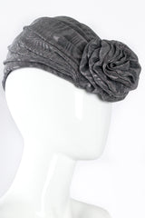 Vintage Frank Olive for Saks Metallic Moiré Flower Turban Hat mannequin angle @ Recess LA