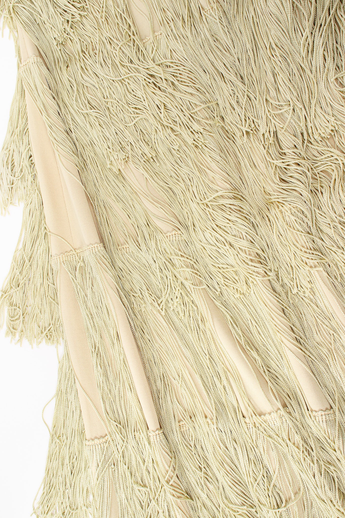 Vintage Fred Perlberg Long Tiered Fringe Dress fringe detail at Recess Los Angeles