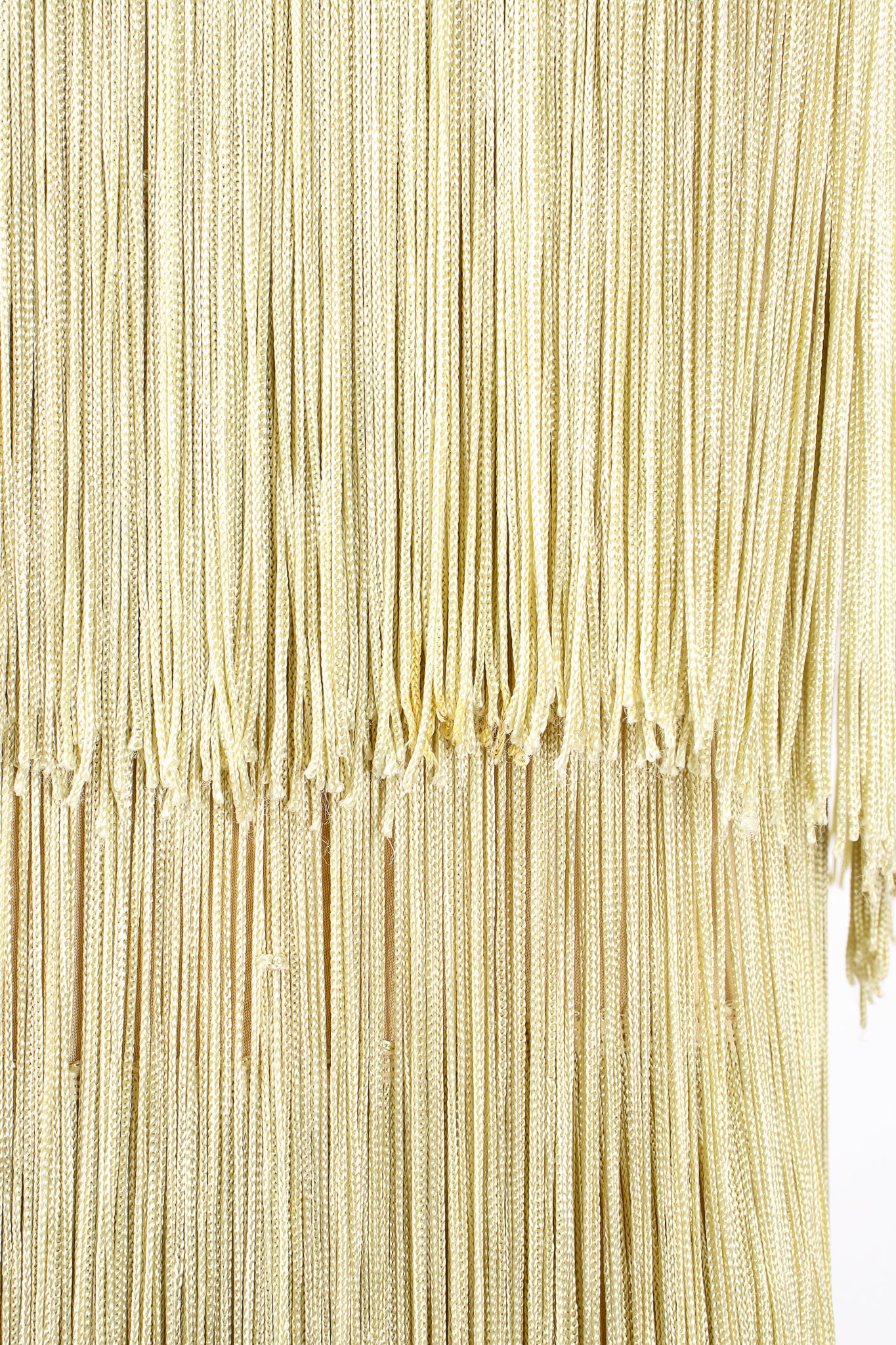 Vintage Fred Perlberg Long Tiered Fringe Dress fringe stains at Recess Los Angeles