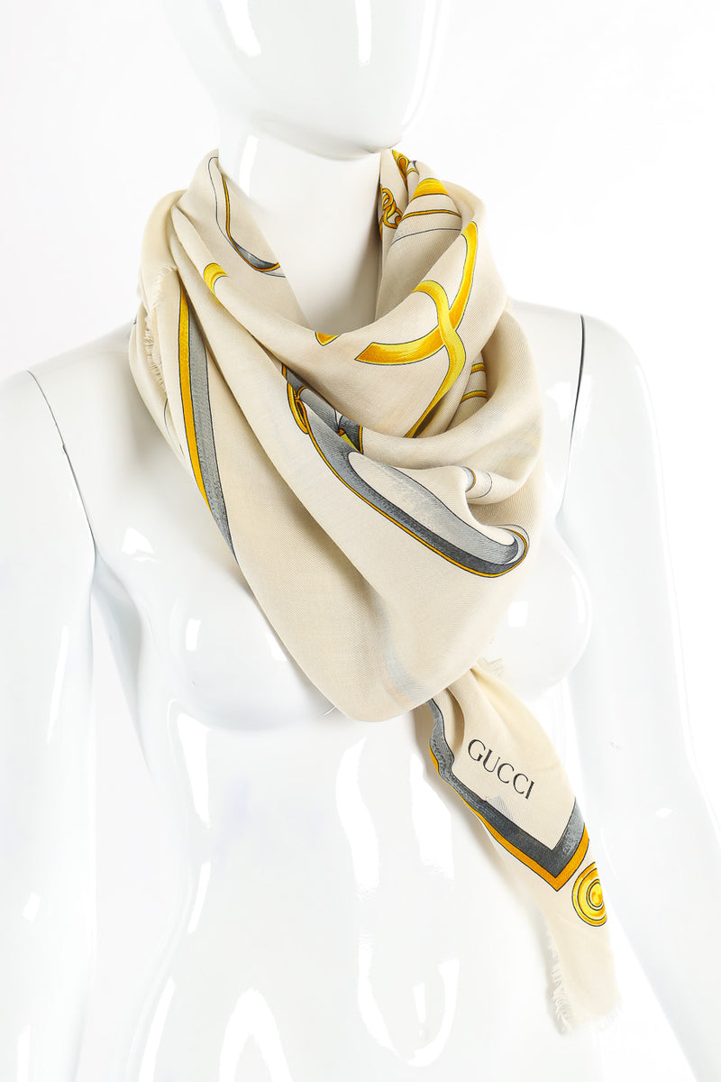 Large horsebit graphic scarf by Gucci photo on Mannequin. @recessla