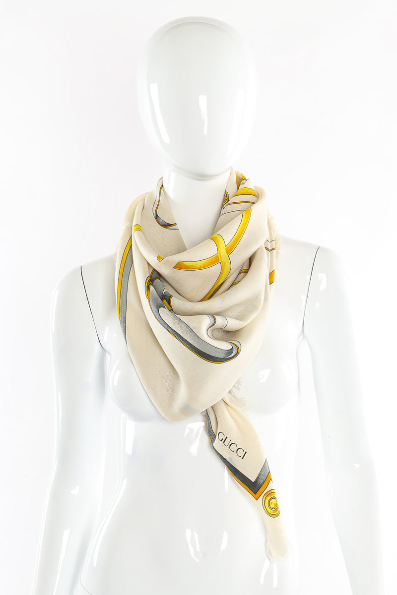 Large horsebit graphic scarf by Gucci photo on Mannequin. @recessla