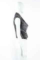 Vintage Jean Paul Gaultier Soleil Mesh Snow Leopard Turtleneck Top on mannequin side  @ Recess LA