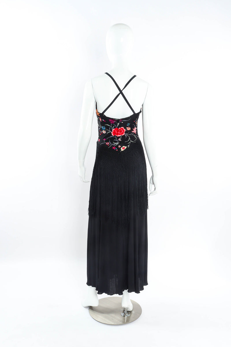 Vintage Gary Saxe Botanical Floral Fringe Dress mannequin back @ Recess LA